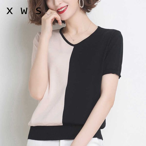 sweater women plus size v-neck computer knitted short irregular patchwork pattern thin summer pullovers jersey mujer ropa muje 210604, White;black
sweater women plus size v-neck computer knitted short irregular patchwork pattern thin summer pullovers jersey mujer ropa muje 210604, White;black
