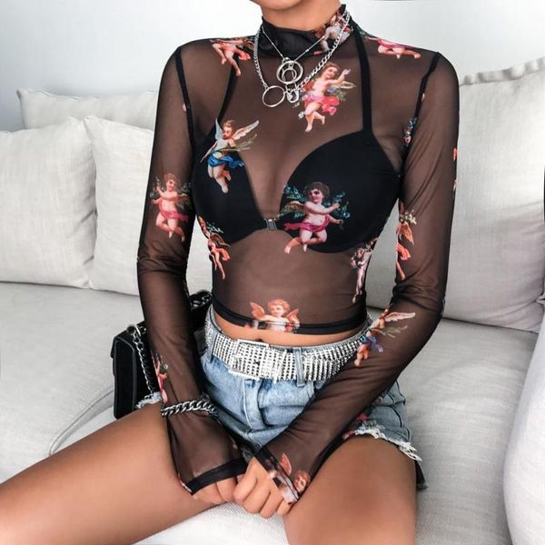 women's blouses & shirts women turtleneck small angle print short navel shirt fashion 2021 long sleeve slim pullover see-through, White
women's blouses & shirts women turtleneck small angle print short navel shirt fashion 2021 long sleeve slim pullover see-through, White