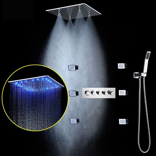 thermostatic shower faucets set ceiling rainfall system modern rgb led light rain panel with massage body jets bathroom sets
thermostatic shower faucets set ceiling rainfall system modern rgb led light rain panel with massage body jets bathroom sets