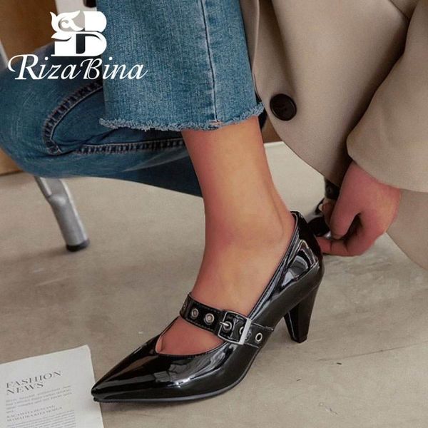 dress shoes rizabina women pumps pointed toe buckle metal spring wedding party ankle strap daily mujer footwear size 32-43, Black
dress shoes rizabina women pumps pointed toe buckle metal spring wedding party ankle strap daily mujer footwear size 32-43, Black