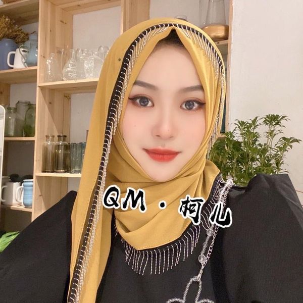 ethnic clothing tassels chiffon muslim womem cover head plain hijabs, Red 
ethnic clothing tassels chiffon muslim womem cover head plain hijabs, Red