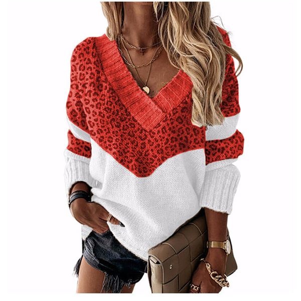 2021 autumn and winter sweater pullover v-neck loose color matching women's, White;black
2021 autumn and winter sweater pullover v-neck loose color matching women's, White;black