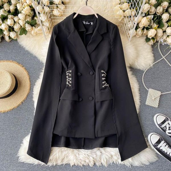 women's suits & blazers turn down collar long sleeve temperament blazer women slim waist beading design double breast work style coat f, White;black
women's suits & blazers turn down collar long sleeve temperament blazer women slim waist beading design double breast work style coat f, White;black