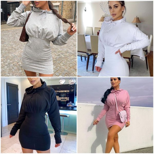 europe and the united states women's autumn and winter new hooded round neck solid high waist pleated slim sweater dress, Black;gray
europe and the united states women's autumn and winter new hooded round neck solid high waist pleated slim sweater dress, Black;gray