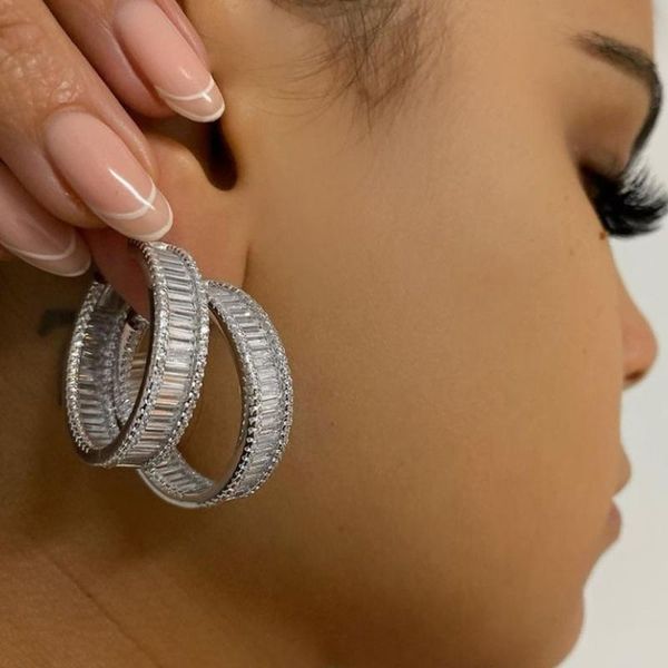hoop & huggie stonefans fashion a pair bling cubic zircon earrings for women luxury circle open set baguette party jewelry gift, Golden;silver
hoop & huggie stonefans fashion a pair bling cubic zircon earrings for women luxury circle open set baguette party jewelry gift, Golden;silver