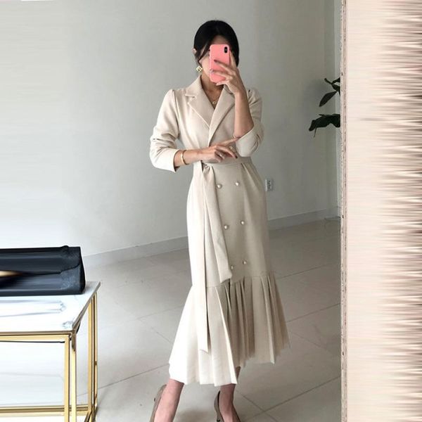 casual dresses women 2021 spring autumn fashion solid color pleated female long sleeve notched button vestidos ladies slim dress m122, Black;gray
casual dresses women 2021 spring autumn fashion solid color pleated female long sleeve notched button vestidos ladies slim dress m122, Black;gray