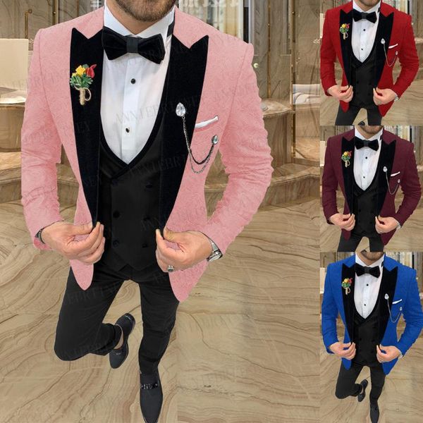 men's suits & blazers latest fashion jacquard pink for men slim fit formal groom wedding dress tuxedo jacket luxury blazer vest pants 3, White;black
men's suits & blazers latest fashion jacquard pink for men slim fit formal groom wedding dress tuxedo jacket luxury blazer vest pants 3, White;black