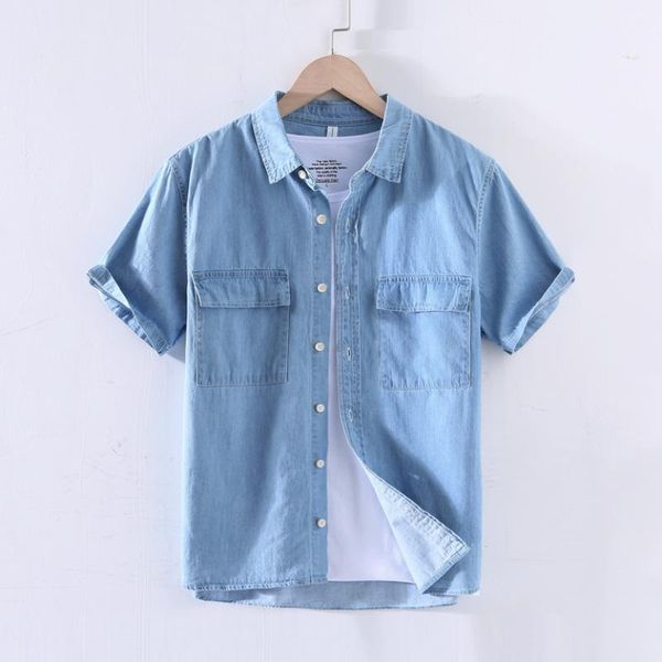 blue denim shirts for men summer thin short sleeve jean good quality male pure cotton casual cowboy clothing men's, White;black
blue denim shirts for men summer thin short sleeve jean good quality male pure cotton casual cowboy clothing men's, White;black