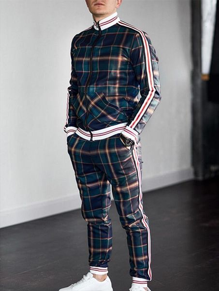 spring autumn fashion 3d grid men tracksuit print casual suits zipper stand collar coats sweatpants brand clothing, Gray
spring autumn fashion 3d grid men tracksuit print casual suits zipper stand collar coats sweatpants brand clothing, Gray