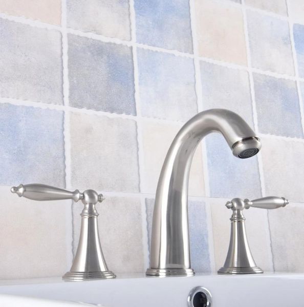 brushed nickel double handle basin faucet deck mounted bathroom tub sink mixer taps widespread 3 holes nnf683 faucets
brushed nickel double handle basin faucet deck mounted bathroom tub sink mixer taps widespread 3 holes nnf683 faucets