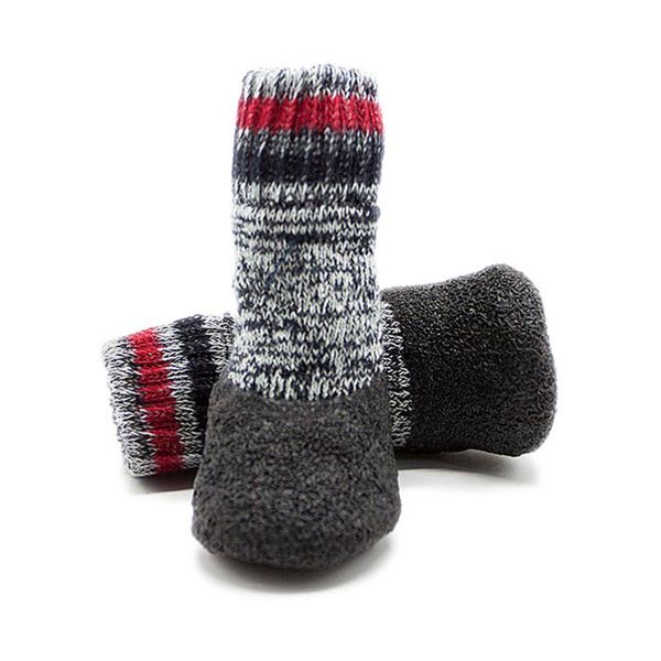 dog apparel 2 pair pet fall winter terry padded warm waterproof socks non-slip dirt shoes (gray1#)