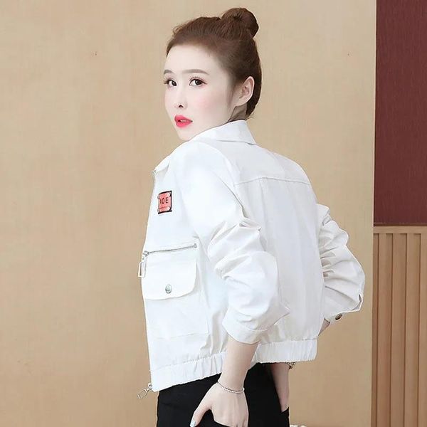 short jackets stand-up collar spring korean jacket female baseball coat women vetement femme 2021 zipper white women's, Black;brown
short jackets stand-up collar spring korean jacket female baseball coat women vetement femme 2021 zipper white women's, Black;brown