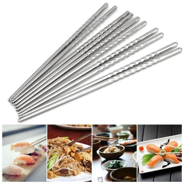 chopsticks 5pairs durable stainless steel reusable non-slip chinese japanese tableware kitchen supplies sushi
chopsticks 5pairs durable stainless steel reusable non-slip chinese japanese tableware kitchen supplies sushi