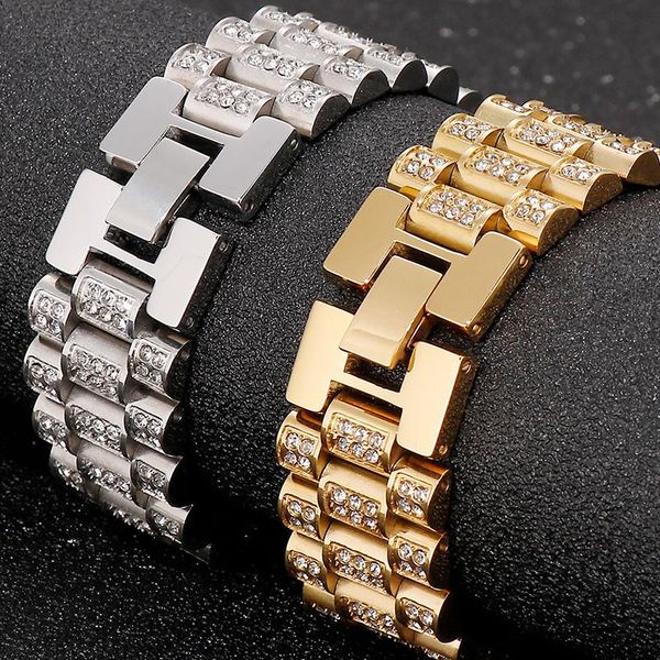 link, chain hiphop 18mm wide watch strap on hand bracelet men luxury golden stainles steel jewelry charm bracelets ladies friendship, Black
link, chain hiphop 18mm wide watch strap on hand bracelet men luxury golden stainles steel jewelry charm bracelets ladies friendship, Black