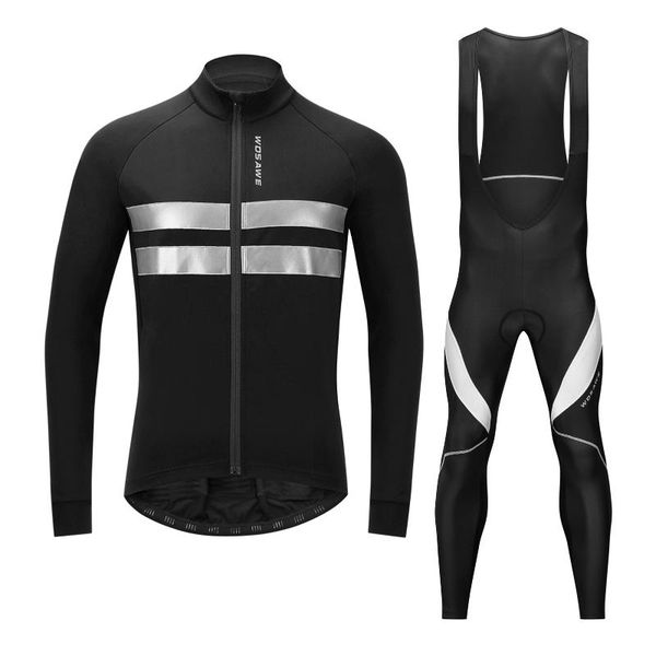 men cycling jersey set bike clothing long sleeve thermal fleece winter jacket and 3d padded bib pants tights suit racing sets, Black;blue 
men cycling jersey set bike clothing long sleeve thermal fleece winter jacket and 3d padded bib pants tights suit racing sets, Black;blue