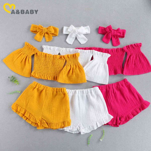 1-6y summer kid child girl clothes sets off shoulder flare sleeve shorts headband ouftits children costumes 210515, White
1-6y summer kid child girl clothes sets off shoulder flare sleeve shorts headband ouftits children costumes 210515, White