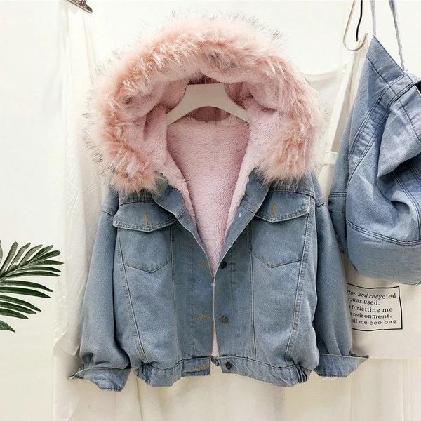 women's jackets 2021 fashion women denim jacket autumn winter plush warm fluffy fur collar hoodies bomber jeans coat plus size, Black;brown
women's jackets 2021 fashion women denim jacket autumn winter plush warm fluffy fur collar hoodies bomber jeans coat plus size, Black;brown