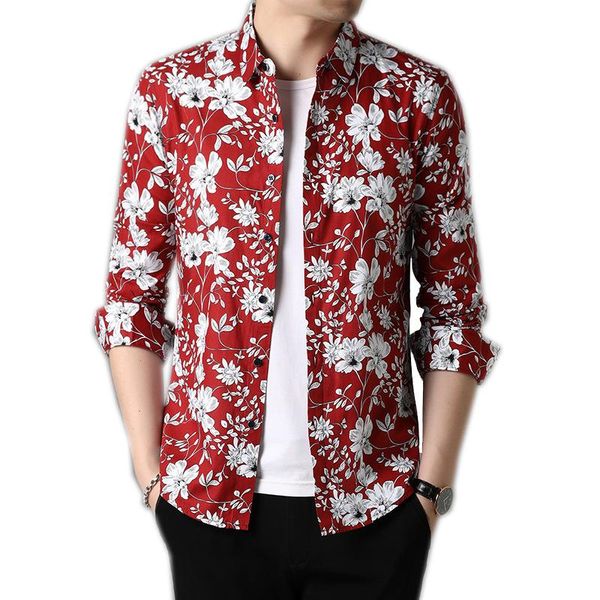 men's casual shirts mens 100% cotton shirt floral print brand long sleeve for spring summer fashion clothing a06251005, White;black
men's casual shirts mens 100% cotton shirt floral print brand long sleeve for spring summer fashion clothing a06251005, White;black