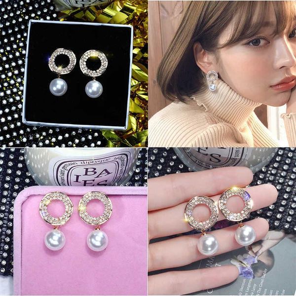 stud trendy earrings drop alloy silver rose gold fully-jewelled for women jewelry a pair/set, Golden;silver