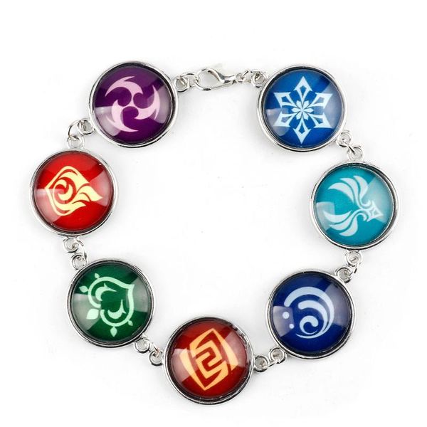 link, chain genshin impact charm bracelet eye of god water wind thunder fire rock glass bangle clasp cosplay, Black
link, chain genshin impact charm bracelet eye of god water wind thunder fire rock glass bangle clasp cosplay, Black