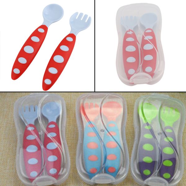 2pc/set baby spoon fork set children utensil safety tableware infant feeding flatware for baby feeding bowl children tableware