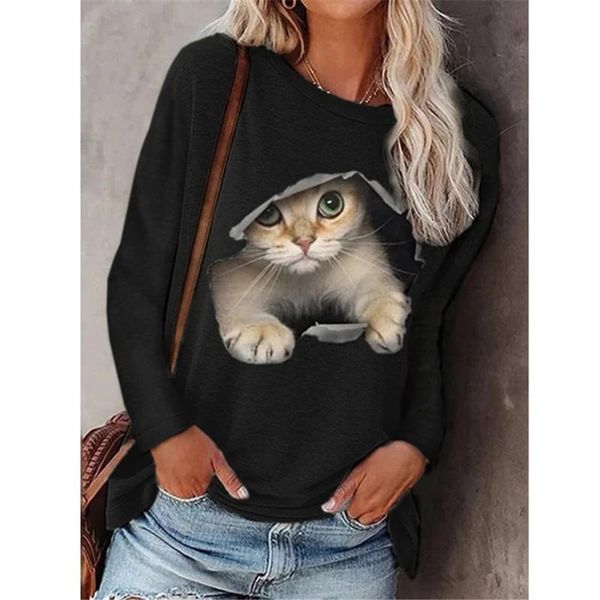 women's t-shirt women fashion autumn t shirts round neck patchwork cat heads printed long sleeve pullover loose tees lady casual, White
women's t-shirt women fashion autumn t shirts round neck patchwork cat heads printed long sleeve pullover loose tees lady casual, White