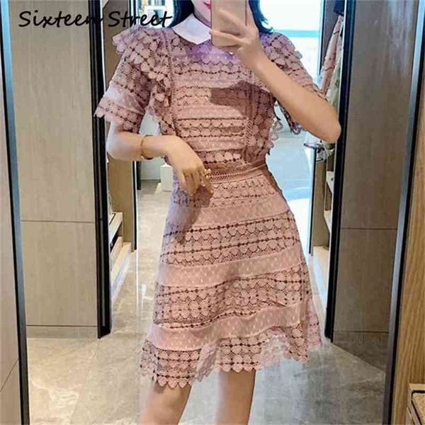 light purple lace dress woman summer short sleeve runway design luxury mini female casual party vestido ladies 210603, Black;gray
light purple lace dress woman summer short sleeve runway design luxury mini female casual party vestido ladies 210603, Black;gray