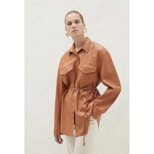 siyuan autumn and winter middle long elastic belt leather casual coat shirt lapel minority loose temperament female, Black
siyuan autumn and winter middle long elastic belt leather casual coat shirt lapel minority loose temperament female, Black