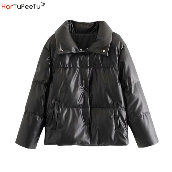 women's leather & faux 2021 winter women jacket warm thick cotton padded coat female solid pu elegant loose long parka ladies outwear, Black
women's leather & faux 2021 winter women jacket warm thick cotton padded coat female solid pu elegant loose long parka ladies outwear, Black