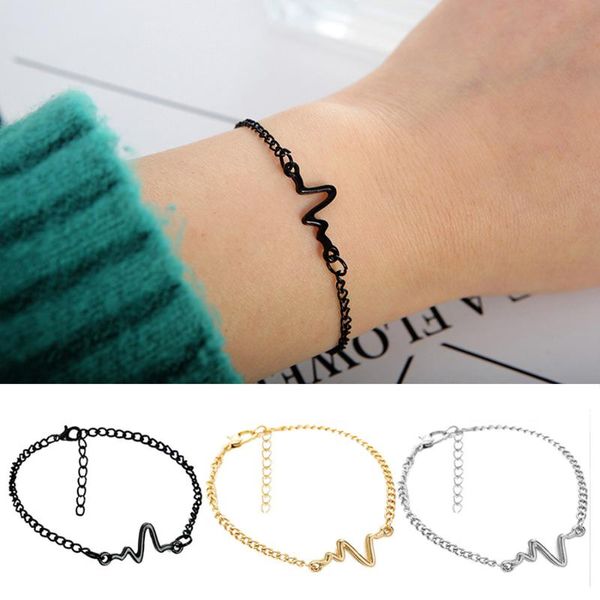 link, chain couple heartbeat frequency bracelet simple personality design for women men lover fashion jewelry drop, Black
link, chain couple heartbeat frequency bracelet simple personality design for women men lover fashion jewelry drop, Black