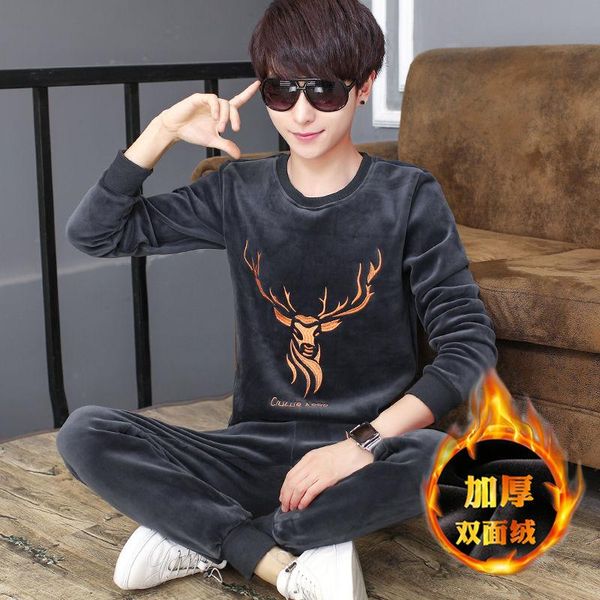 men's tracksuits autumn and winter gold velvet sweater suit thick double-sided youth two-piece casual sportswear tide, Gray
men's tracksuits autumn and winter gold velvet sweater suit thick double-sided youth two-piece casual sportswear tide, Gray