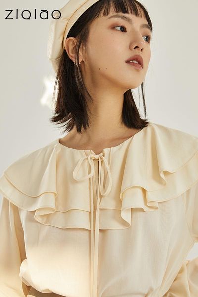 women's blouses & shirts ziqiao women beige chiffon shirt double collar cute, White
women's blouses & shirts ziqiao women beige chiffon shirt double collar cute, White
