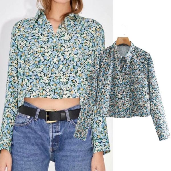 fashion women flower print short chiffon shirt turn-down collar blouses long sleeve casual loose women's & shirts, White
fashion women flower print short chiffon shirt turn-down collar blouses long sleeve casual loose women's & shirts, White
