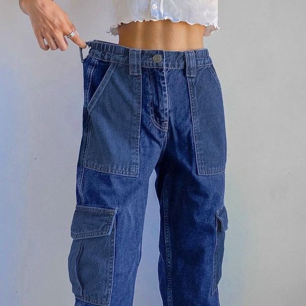 women's jeans hip hop style patchwork wirh pockets straight 90s streetwear high waisted loosed denim long pants autumn trousers, Blue
women's jeans hip hop style patchwork wirh pockets straight 90s streetwear high waisted loosed denim long pants autumn trousers, Blue