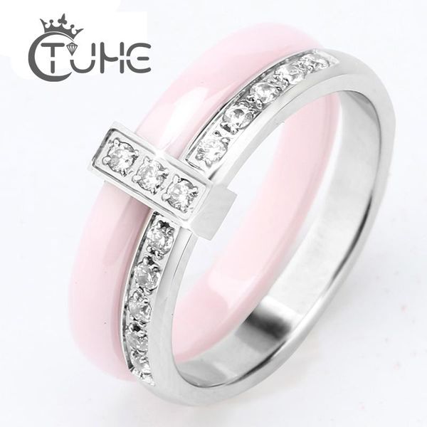 cluster rings women 6mm pink ceramic cz wedding brand garden ring for beautiful jewelry ague acier inoxydable pour femme, Golden;silver
cluster rings women 6mm pink ceramic cz wedding brand garden ring for beautiful jewelry ague acier inoxydable pour femme, Golden;silver