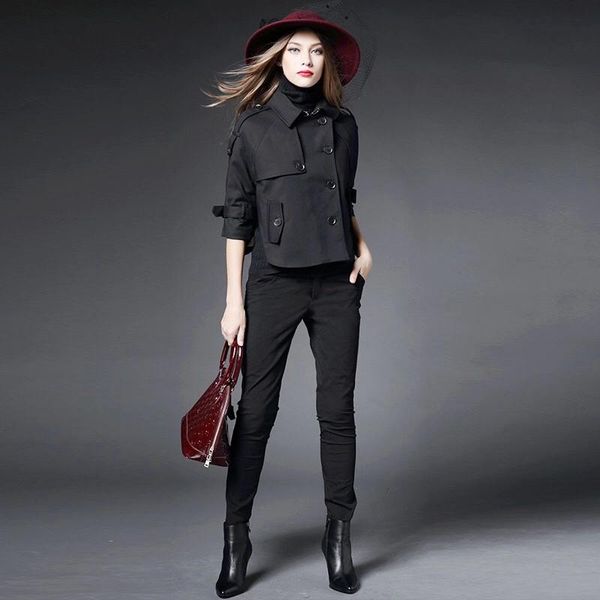 women's jackets sd217q- poncho short autumn black versatile loose windbreaker temperament coat, Black;brown
women's jackets sd217q- poncho short autumn black versatile loose windbreaker temperament coat, Black;brown