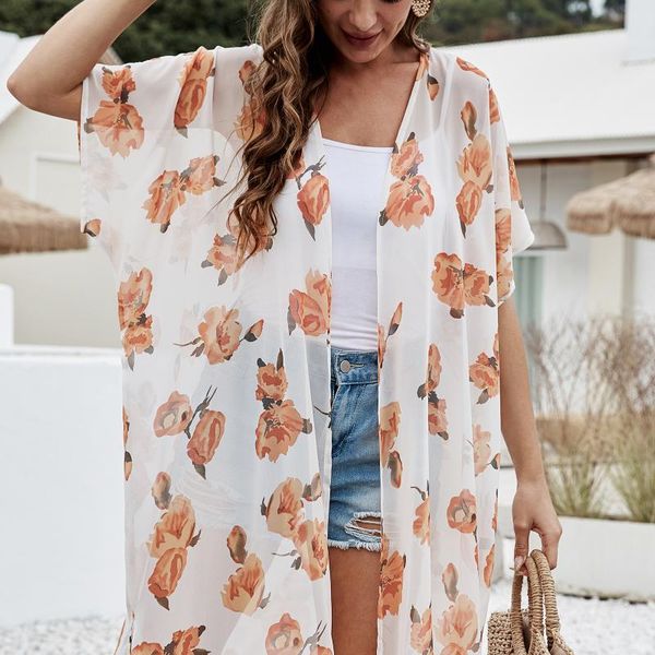 women's blouses & shirts womens and boho floral printed shirt kimono summer beach cardigan casual blusas holiday bikini cover ups, White
women's blouses & shirts womens and boho floral printed shirt kimono summer beach cardigan casual blusas holiday bikini cover ups, White