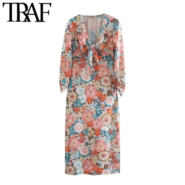 women chic fashion with bow tied floral print midi dress vintage v neck puff sleeve female dresses vestidos mujer 210507, Black;gray
women chic fashion with bow tied floral print midi dress vintage v neck puff sleeve female dresses vestidos mujer 210507, Black;gray