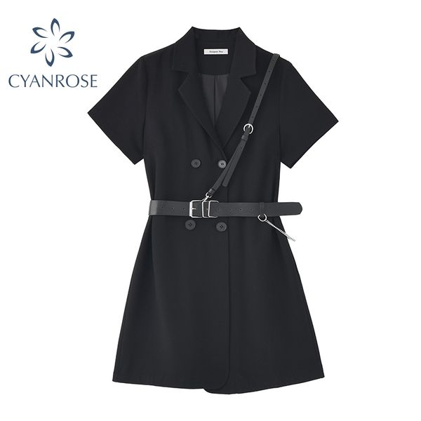 korean style blazer dress women with belt streetwear short sleeve black vestidos elegant gothic punk double breasted dress 210417, Black;gray
korean style blazer dress women with belt streetwear short sleeve black vestidos elegant gothic punk double breasted dress 210417, Black;gray