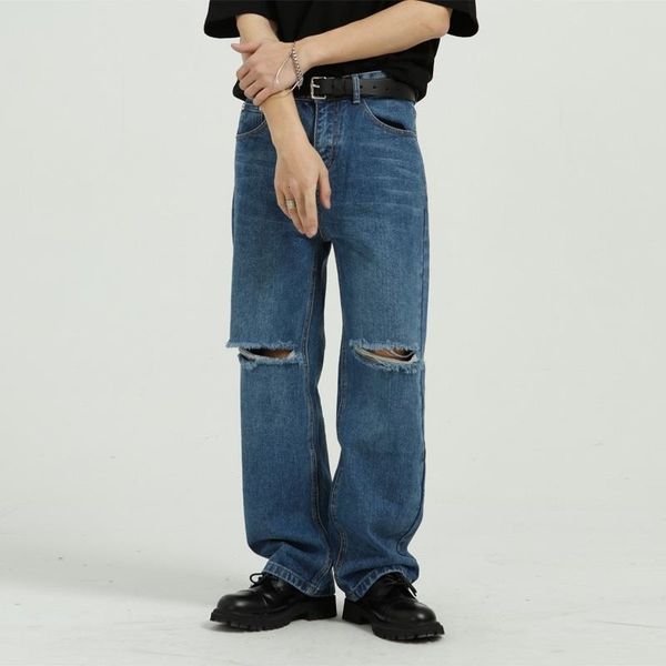 men spring jeans straight pants casual loose denim blue button pockets hole long men's k4zb
men spring jeans straight pants casual loose denim blue button pockets hole long men's k4zb