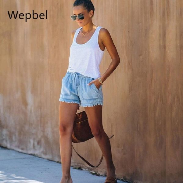 summer plus size pocket denim short pants women's shorts tassled elastic loose jeans casual female bottoms, Blue
summer plus size pocket denim short pants women's shorts tassled elastic loose jeans casual female bottoms, Blue