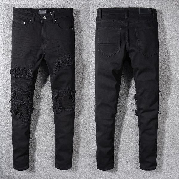 hip-hop jeans torn fold stitching men's designer motorcycle riding zipper ripped biker trousers, Blue
hip-hop jeans torn fold stitching men's designer motorcycle riding zipper ripped biker trousers, Blue