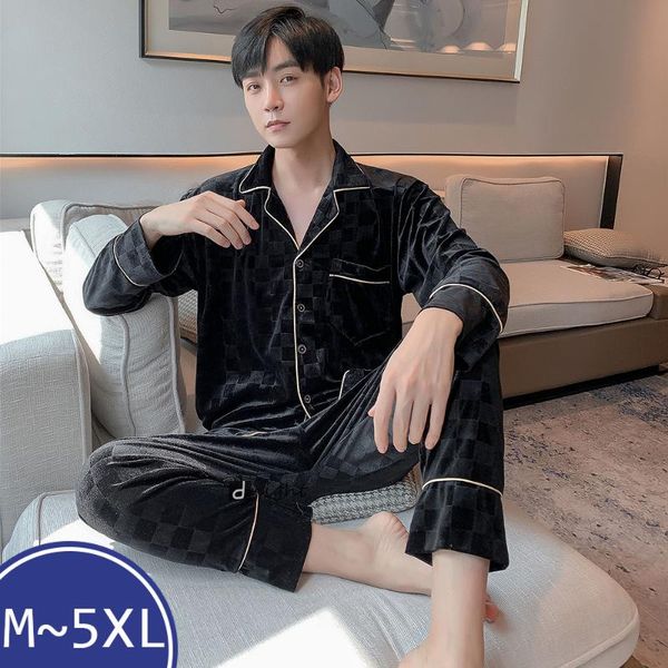 men's sleepwear large l-5xl plaid black velvet men pajamas for winter 2 piece set sleep lounge wear sets with pants home trousers cost, Black;brown
men's sleepwear large l-5xl plaid black velvet men pajamas for winter 2 piece set sleep lounge wear sets with pants home trousers cost, Black;brown