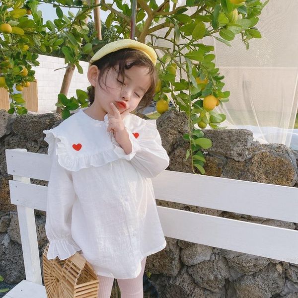 shirts 2021 spring korean children's clothing girls blouse kids cotton large lapel shirt toddler embroidery love long-sleeved tees, White;black
shirts 2021 spring korean children's clothing girls blouse kids cotton large lapel shirt toddler embroidery love long-sleeved tees, White;black