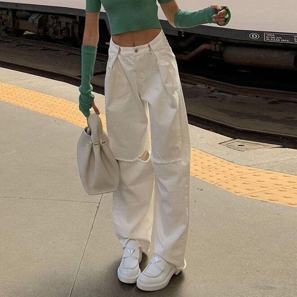 women's pants & capris 2021 women white high waist ripped jeans loose straight streetwear casual trousers fashion knee slit, Black;white
women's pants & capris 2021 women white high waist ripped jeans loose straight streetwear casual trousers fashion knee slit, Black;white