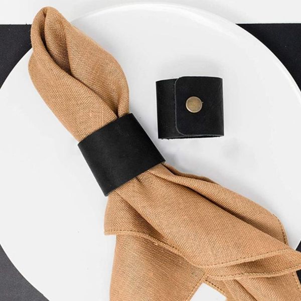 leather napkin rings set of 4 handmade rustic holder for table decor home 37mf