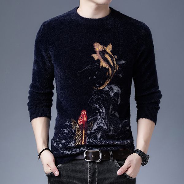 autumn and winter pullover sweaters, young men's half high collar trend, loose imitation mink sweater, thickened casual bottomed sweate, Black
autumn and winter pullover sweaters, young men's half high collar trend, loose imitation mink sweater, thickened casual bottomed sweate, Black