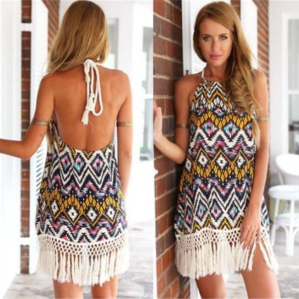 casual dresses summer lady dress europe and the united states burst diamond print hanging neck back tassel, Black;gray
casual dresses summer lady dress europe and the united states burst diamond print hanging neck back tassel, Black;gray