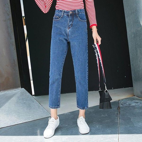 women's jeans retro straight high waist female boyfriend mother nine-quarter pants denim mujer, Blue
women's jeans retro straight high waist female boyfriend mother nine-quarter pants denim mujer, Blue