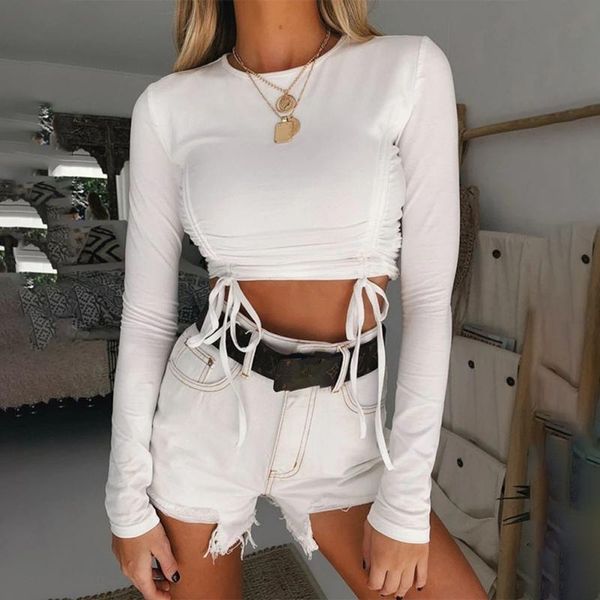 bodysuit fashion women's 2021 long sleeve base lace-up t-shirt solid color tight drawstring short jumpsuits & rompers, Black;white
bodysuit fashion women's 2021 long sleeve base lace-up t-shirt solid color tight drawstring short jumpsuits & rompers, Black;white